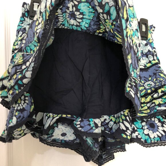 Aerie Floral Ruffled Shorts Size Small Lightweight Cotton Blend Blue‎ Green NWT - Picture 4 of 7
